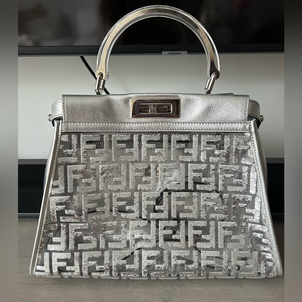 FENDI rare limited 2019 Peekaboo Zucca clear PVC monogrammed FF Perspex handle